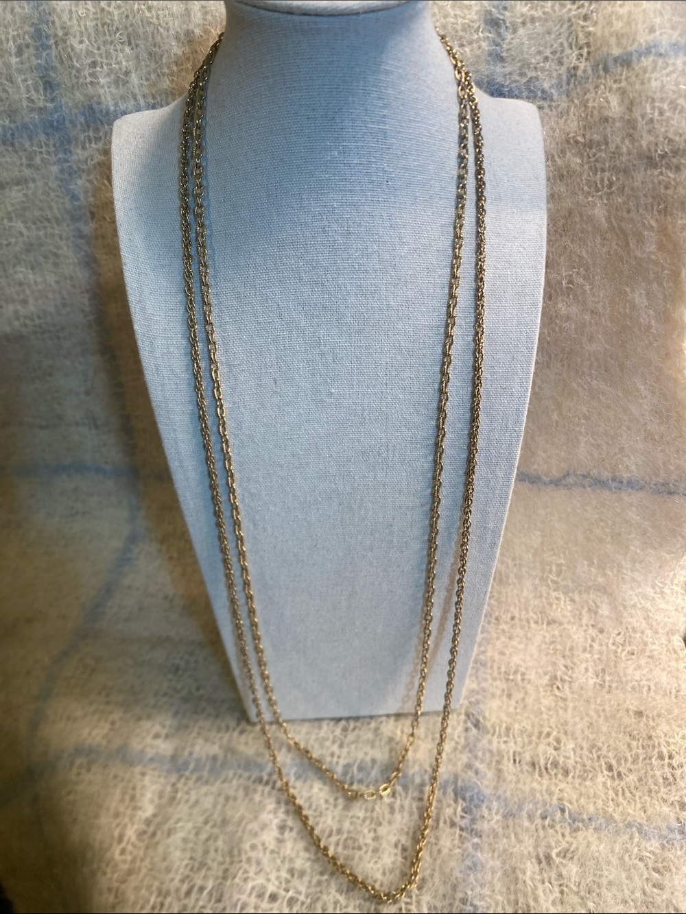 Vintage 2-Layer Gold Tone Chain Necklace 24” 30” Long Layered Necklace